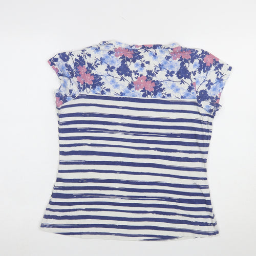 Peter Storm Womens Blue Floral Striped Cotton T-Shirt Size 12