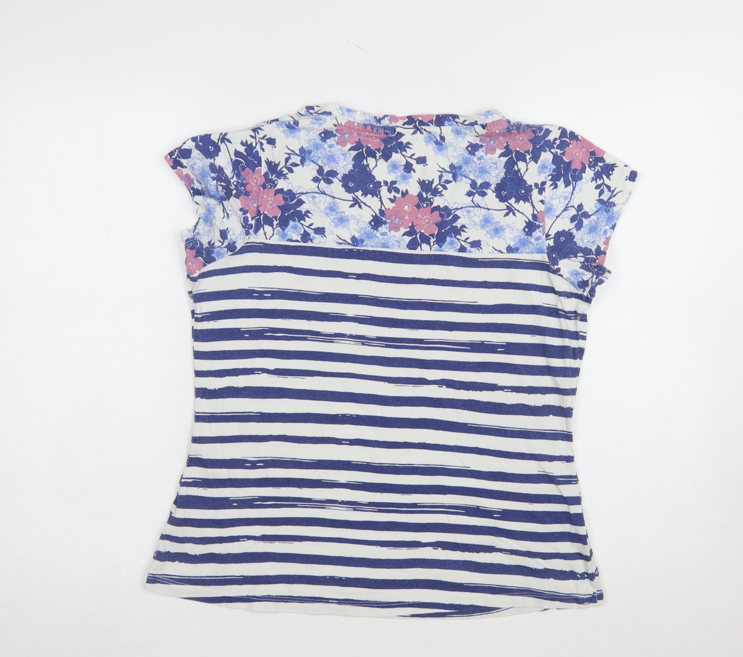 Peter Storm Womens Blue Floral Striped Cotton T-Shirt Size 12