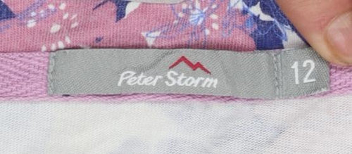 Peter Storm Womens Blue Floral Striped Cotton T-Shirt Size 12
