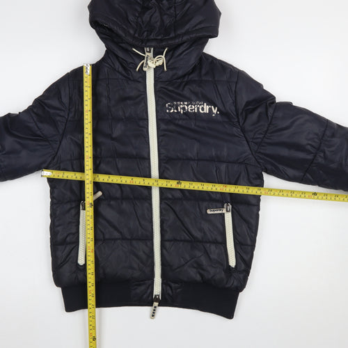 Superdry Womens Blue Hooded Puffer Jacket Size M Winter Coat