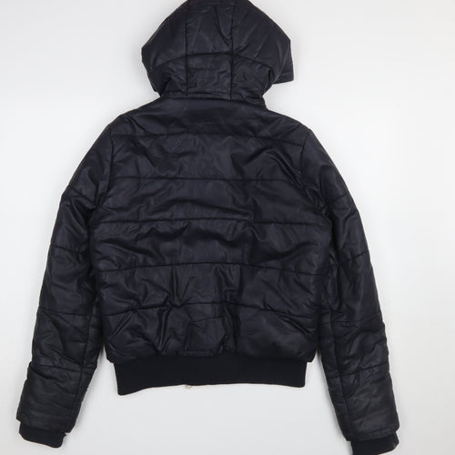 Superdry Womens Blue Hooded Puffer Jacket Size M Winter Coat