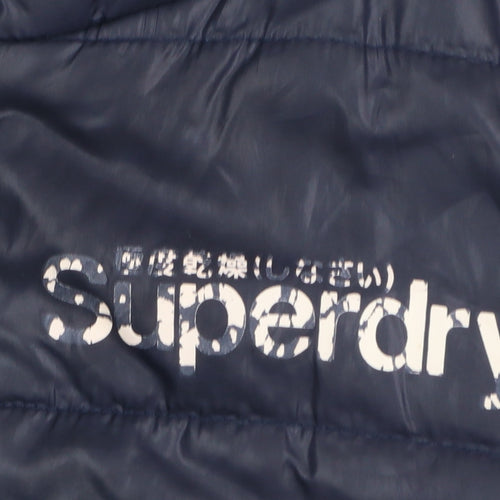 Superdry Womens Blue Hooded Puffer Jacket Size M Winter Coat
