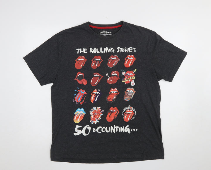 Dunnes Stores Rolling Stones Black Graphic T-Shirt Unisex M