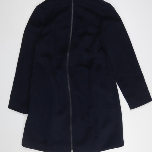 JoJo Maman Bébé Women's Blue Mid-Length Zip Coat UK 16