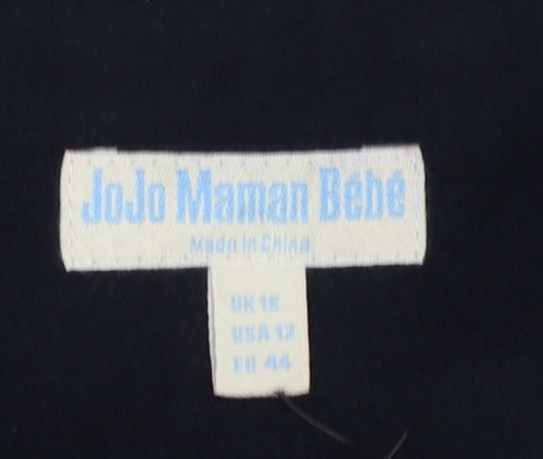 JoJo Maman Bébé Women's Blue Mid-Length Zip Coat UK 16
