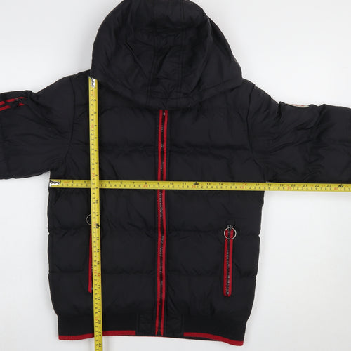 Ripstop Boys Black Hooded Puffer Jacket Size 12-13 Years Winter Coat