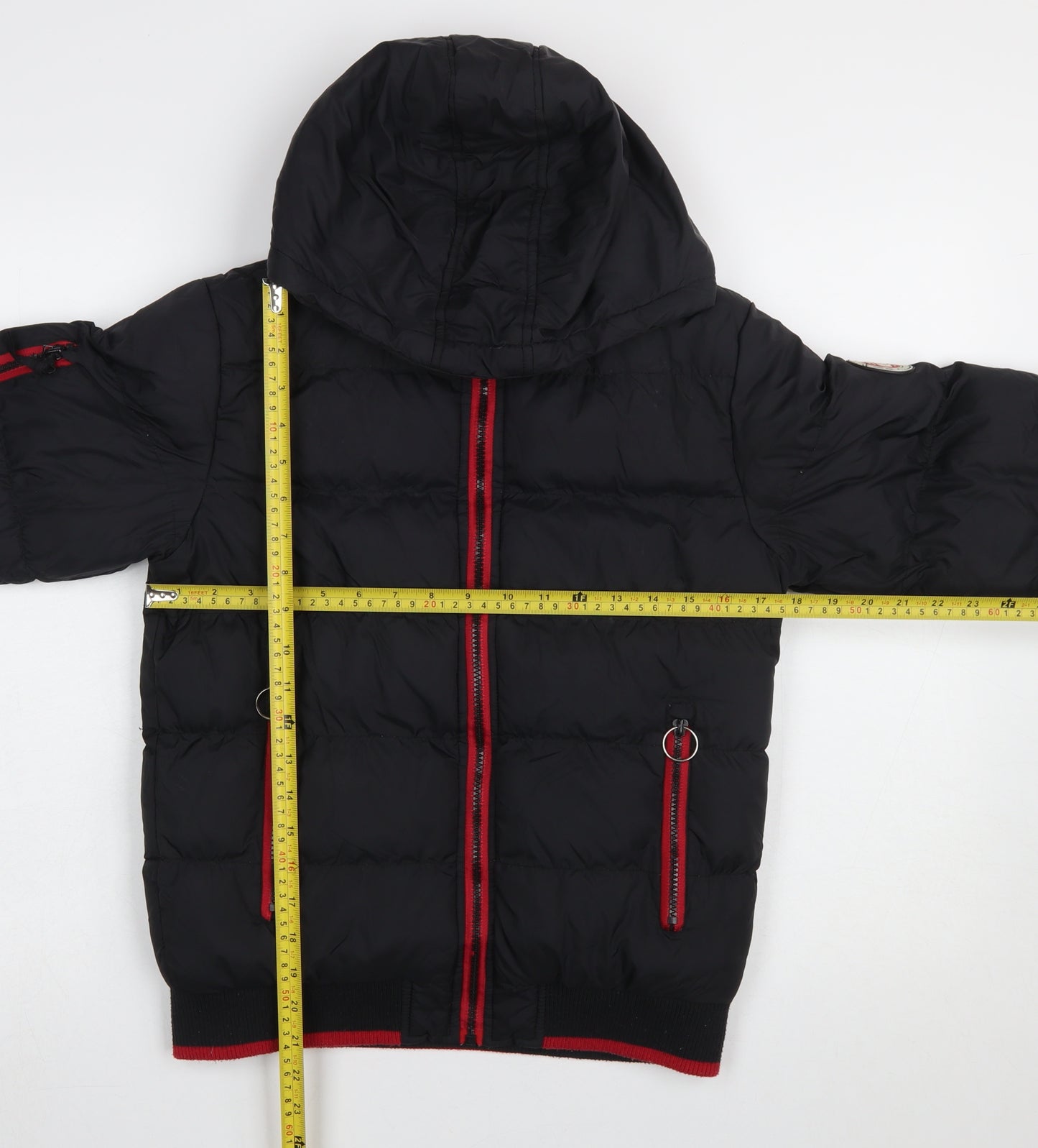 Ripstop Boys Black Hooded Puffer Jacket Size 12-13 Years Winter Coat