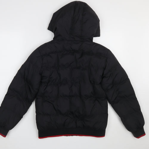 Ripstop Boys Black Hooded Puffer Jacket Size 12-13 Years Winter Coat
