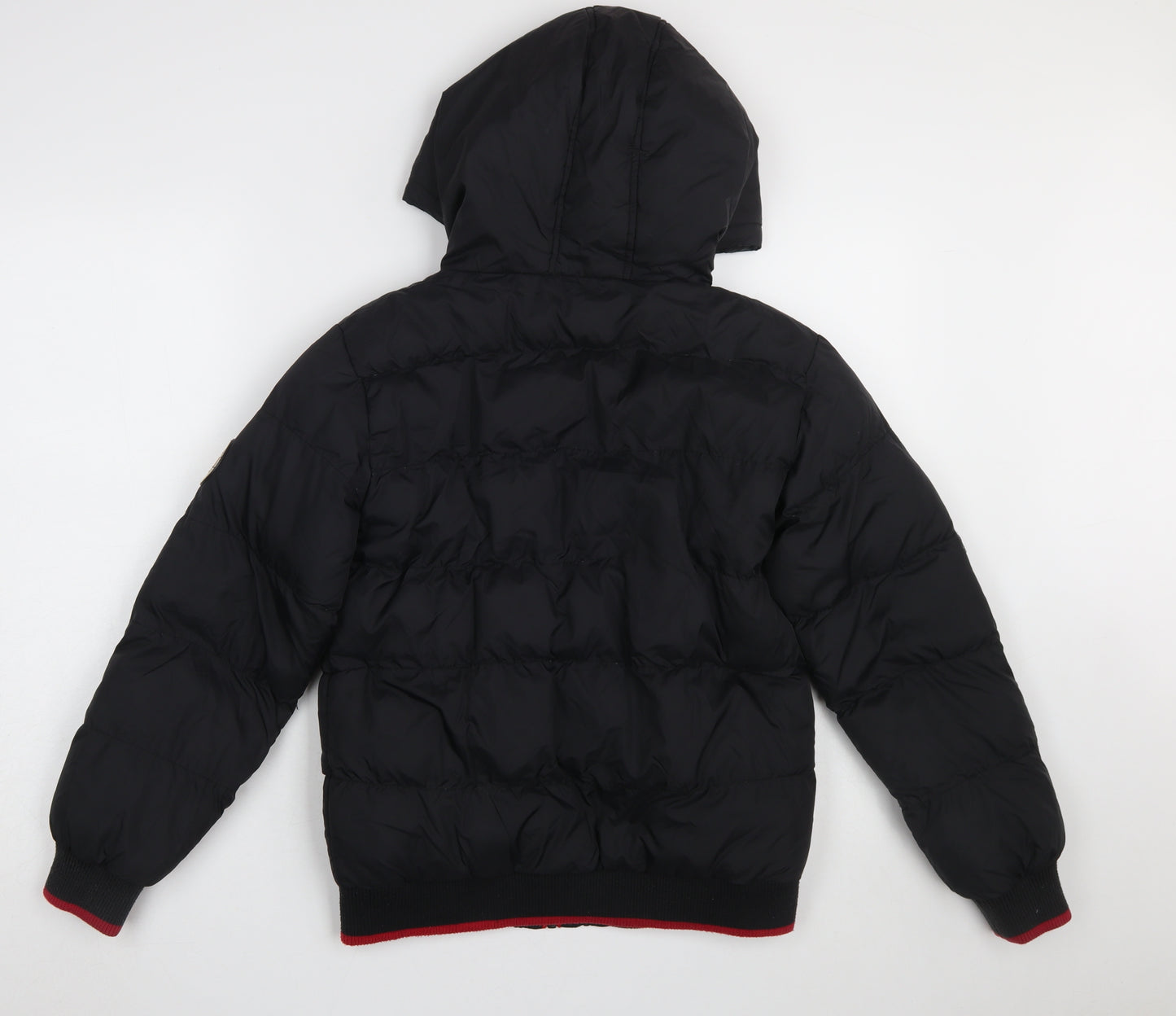Ripstop Boys Black Hooded Puffer Jacket Size 12-13 Years Winter Coat