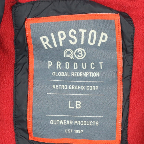 Ripstop Boys Black Hooded Puffer Jacket Size 12-13 Years Winter Coat