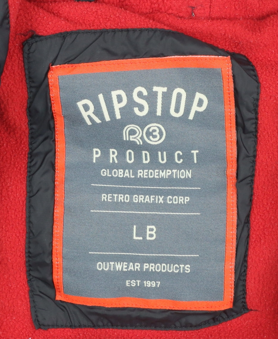 Ripstop Boys Black Hooded Puffer Jacket Size 12-13 Years Winter Coat