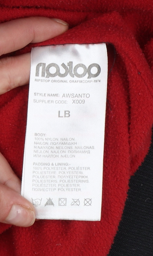 Ripstop Boys Black Hooded Puffer Jacket Size 12-13 Years Winter Coat