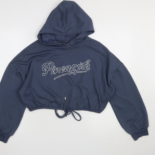 Pineapple Dance Studios Women's Blue Cropped Pullover Hoodie Size S
