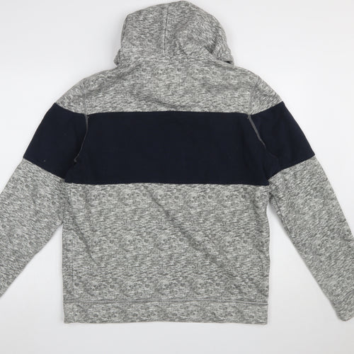 Hollister Men's Grey Pullover Hoodie L Fleece Logo Hooded Sweatshirt