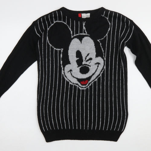 Disney Womens Black XS Mickey Mouse Knitted Pullover Jumper