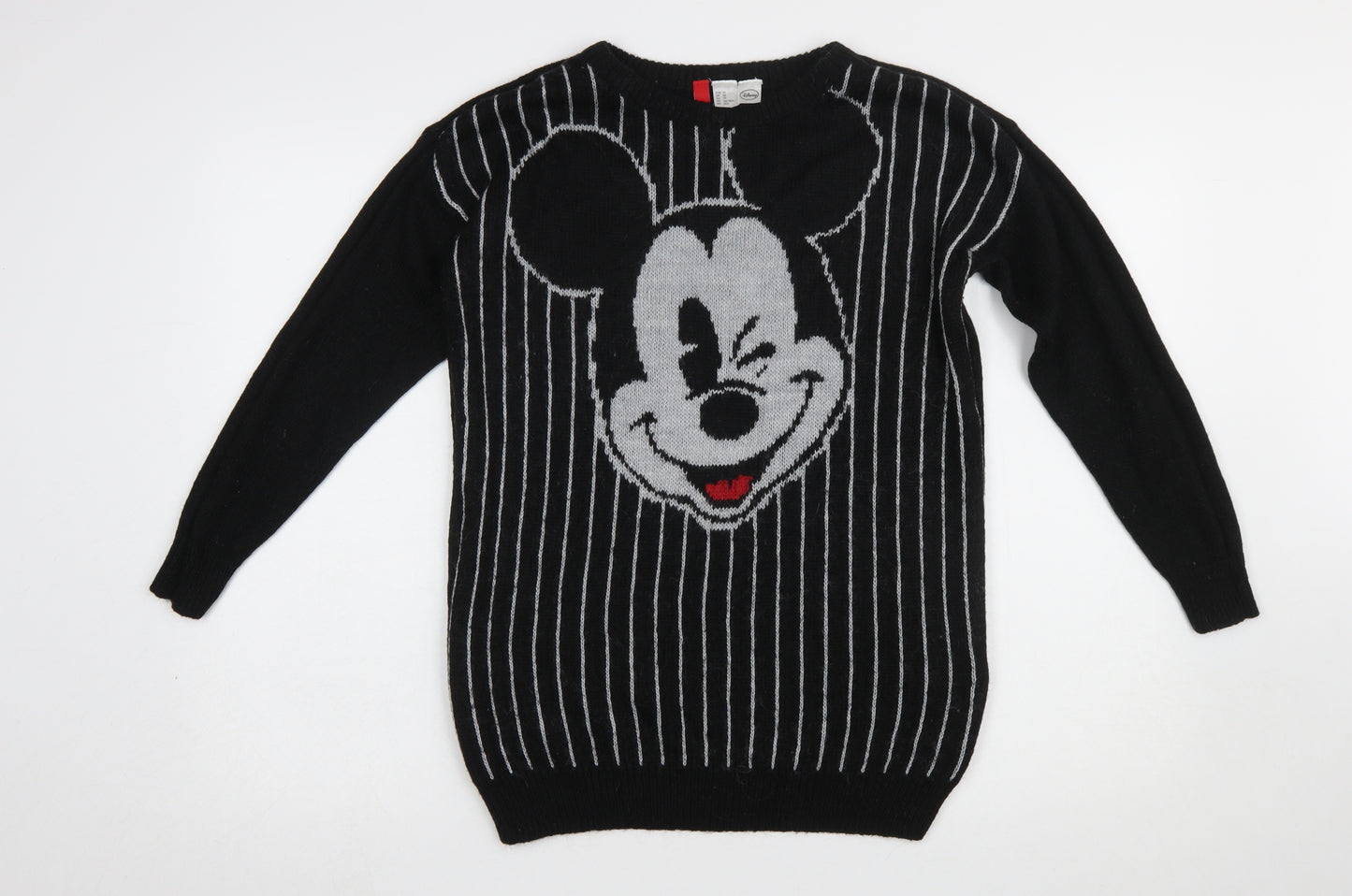 Disney Womens Black XS Mickey Mouse Knitted Pullover Jumper