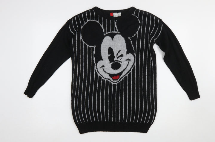 Disney Womens Black XS Mickey Mouse Knitted Pullover Jumper