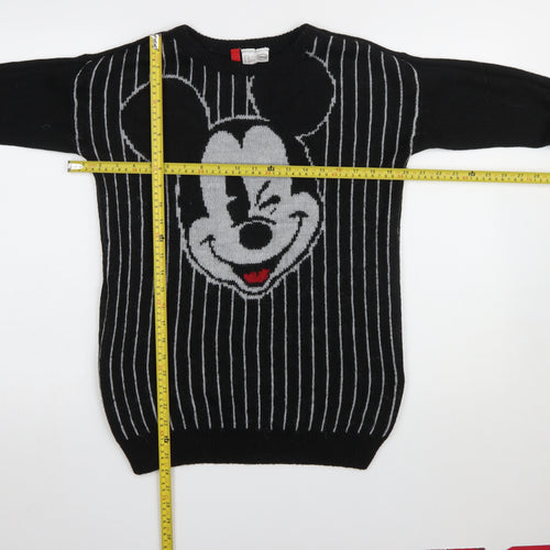 Disney Womens Black XS Mickey Mouse Knitted Pullover Jumper