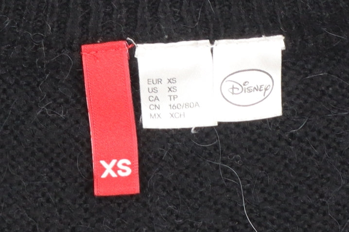 Disney Womens Black XS Mickey Mouse Knitted Pullover Jumper