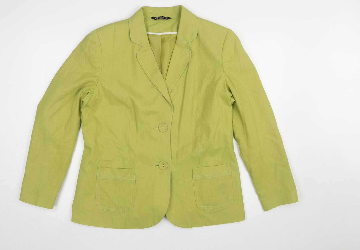 Classic Womens Green Linen Blend Blazer Size 18 Tailored Jacket