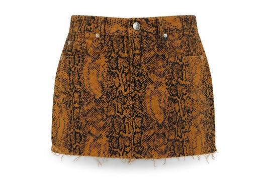 Front view of Denim Co. Women Brown Animal Print Cotton Mini Skirt, size 6
