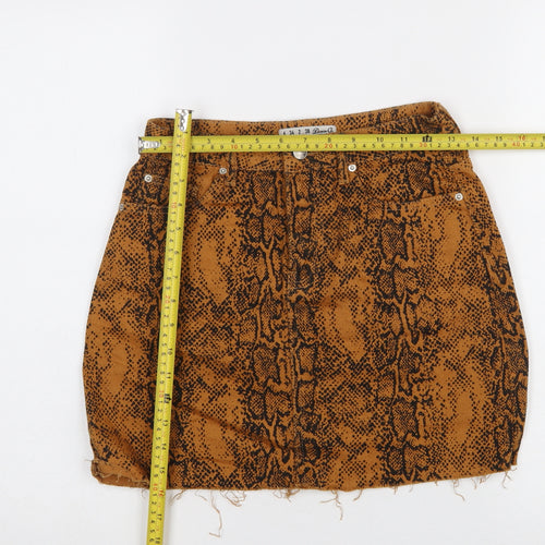 Denim Co. Women Brown Animal Print Cotton Mini Skirt Size 6