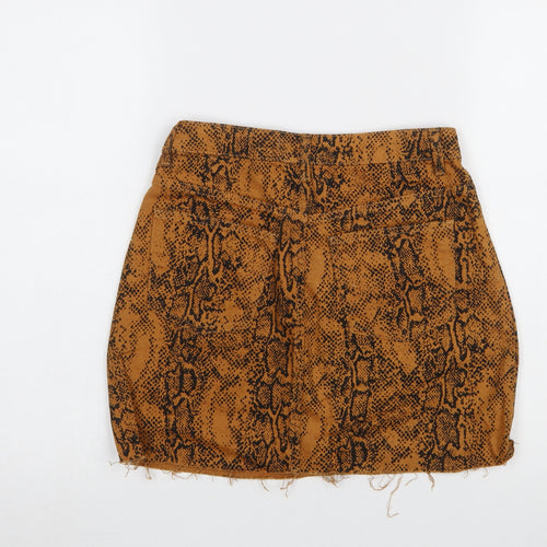 Denim Co. Women Brown Animal Print Cotton Mini Skirt Size 6