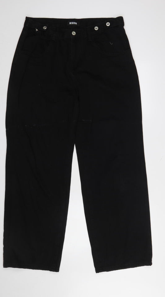 Ken Studio Women Black XL Wide-Leg Jeans Classic High Rise