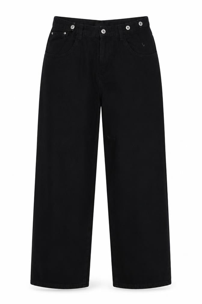 Ken Studio Women Black XL Wide-Leg Jeans Classic High Rise