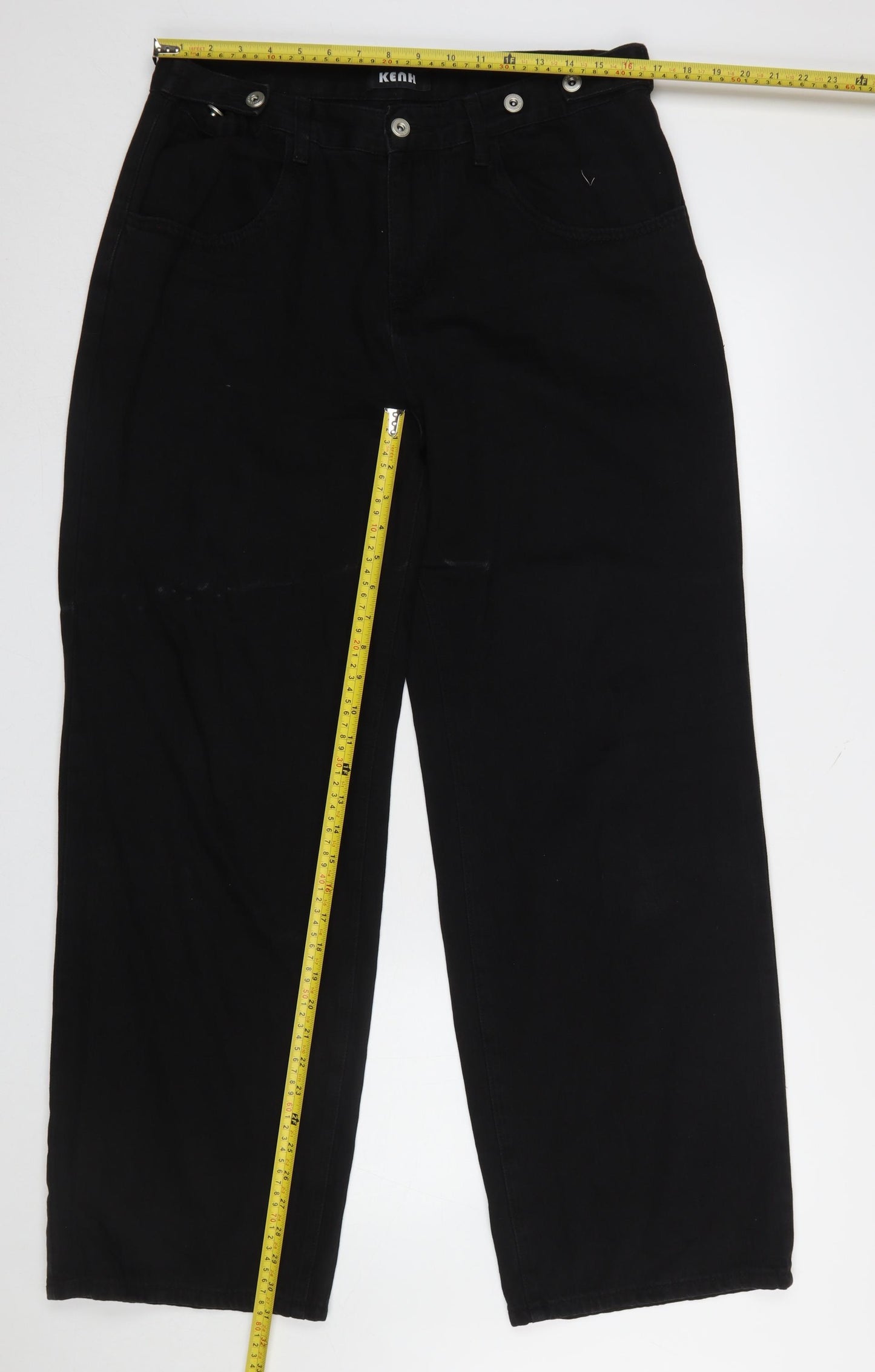 Ken Studio Women Black XL Wide-Leg Jeans Classic High Rise