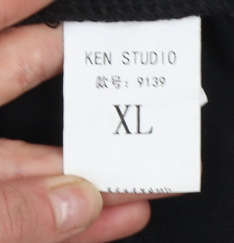 Ken Studio Women Black XL Wide-Leg Jeans Classic High Rise
