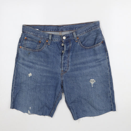 Levi’s 501 Men’s Blue Denim Distressed Shorts Size 30 Regular