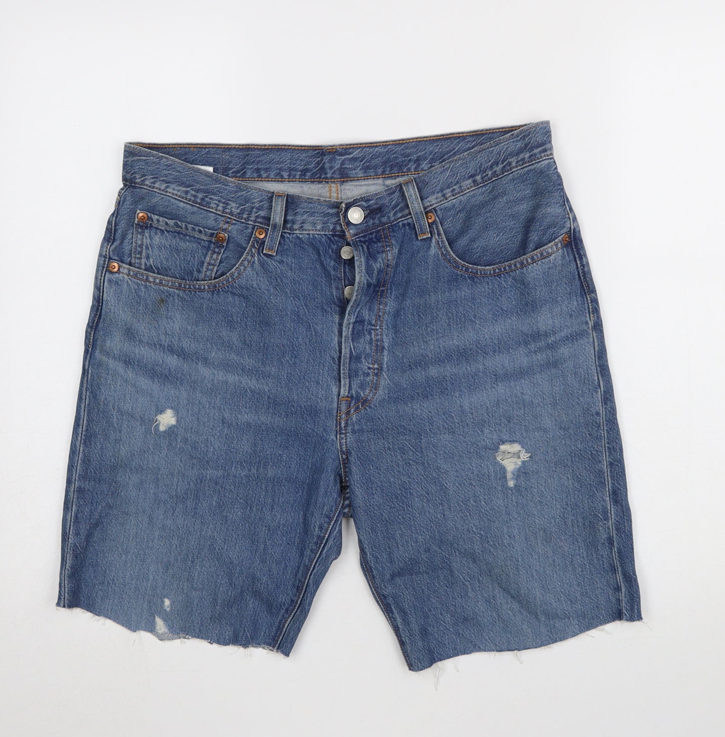 Levi’s 501 Men’s Blue Denim Distressed Shorts Size 30 Regular