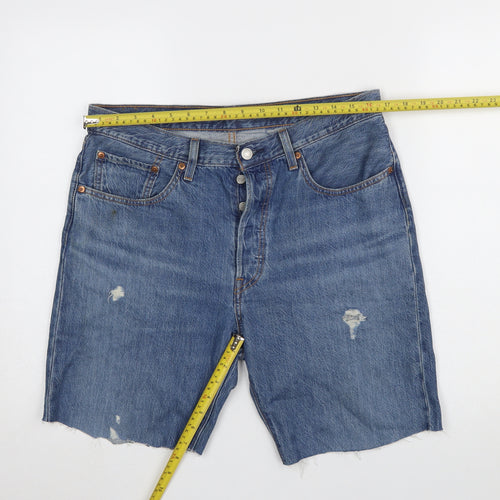 Levi’s 501 Men’s Blue Denim Distressed Shorts Size 30 Regular