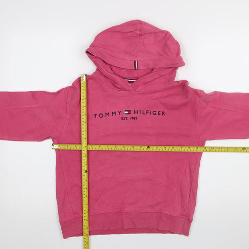 Tommy Hilfiger Girls Pink Logo Pullover Hoodie Size 164 (UK 12)