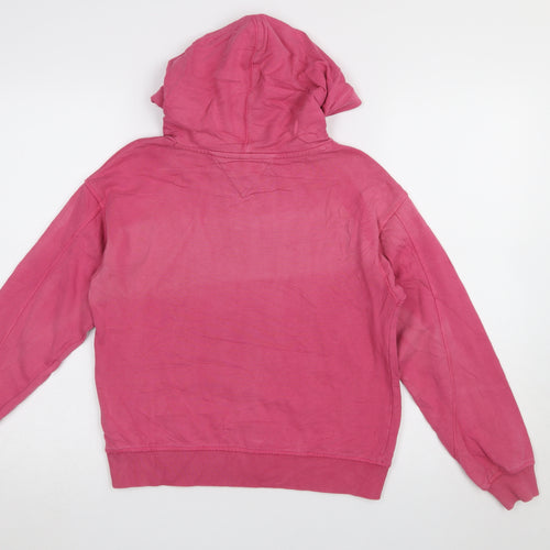 Tommy Hilfiger Girls Pink Logo Pullover Hoodie Size 164 (UK 12)