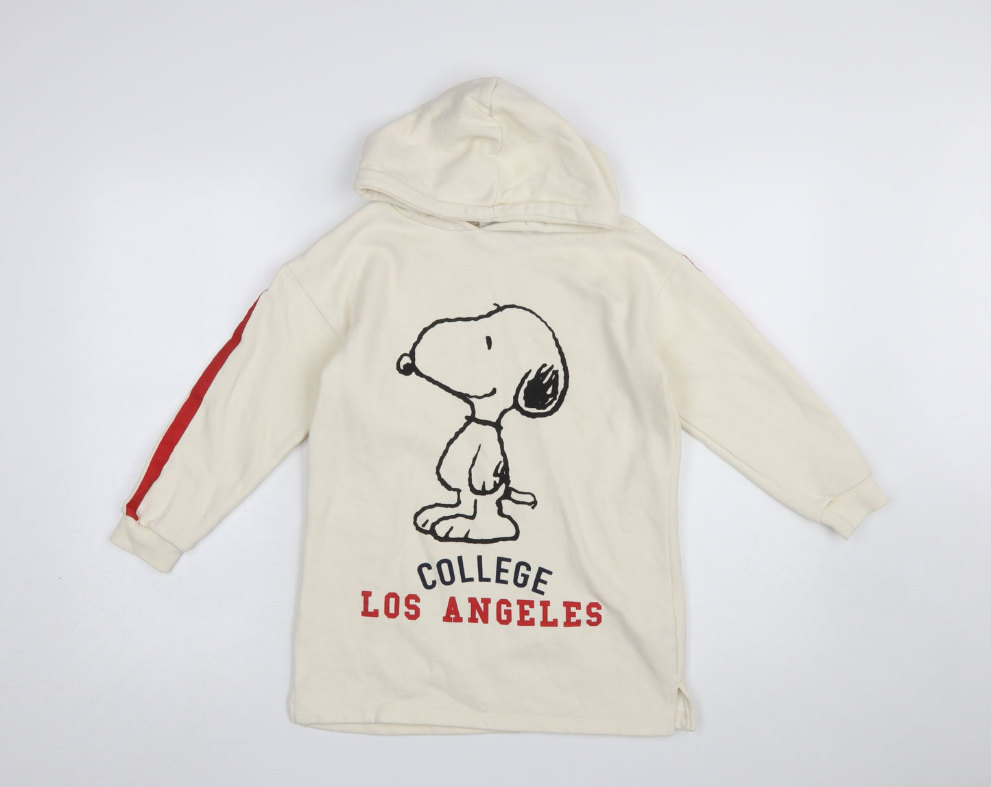 Zara Girls Ivory Snoopy Peanuts Pullover Hoodie 8 Years College Print