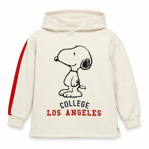 Zara Girls Ivory Snoopy Peanuts Pullover Hoodie 8 Years College Print