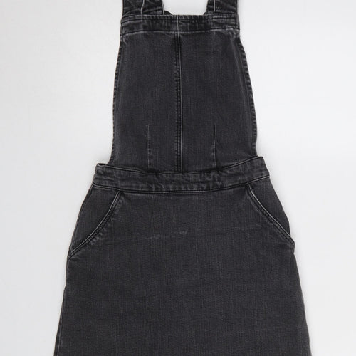 ASOS Women Black Denim Pinafore Dress Size 8 Casual Stretch