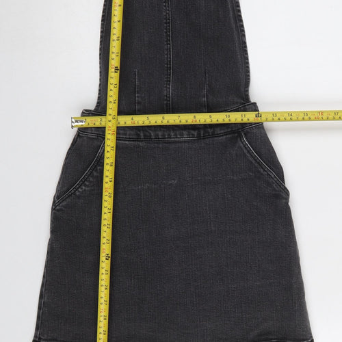 ASOS Women Black Denim Pinafore Dress Size 8 Casual Stretch