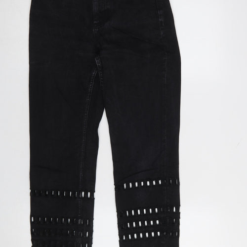 Topshop Moto Black Cropped High Rise Jeans Women's Size 8 W26 L30