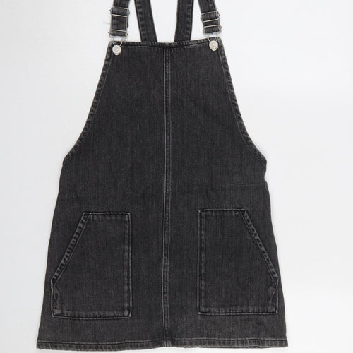 Topshop Women’s Black Denim Pinafore Dress Size 6