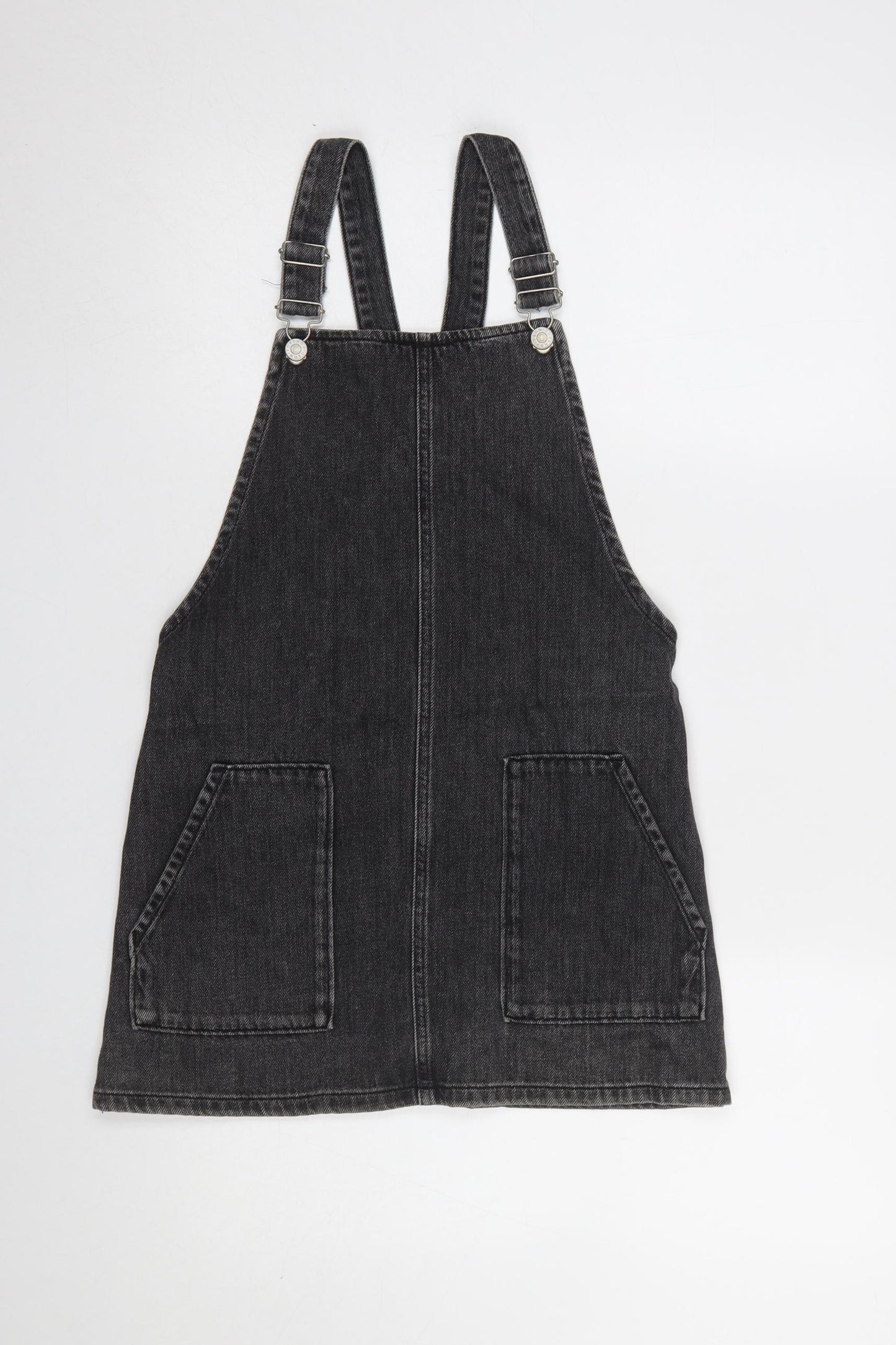 Topshop Women’s Black Denim Pinafore Dress Size 6