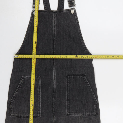 Topshop Women’s Black Denim Pinafore Dress Size 6