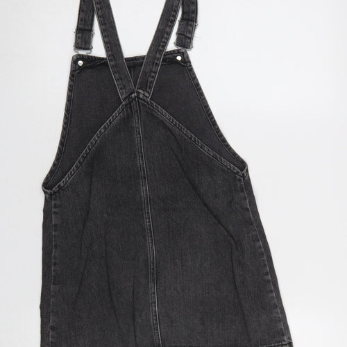 Topshop Women’s Black Denim Pinafore Dress Size 6
