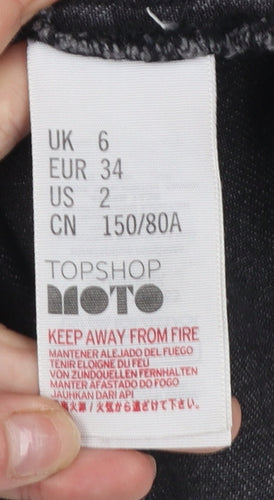 Topshop Women’s Black Denim Pinafore Dress Size 6
