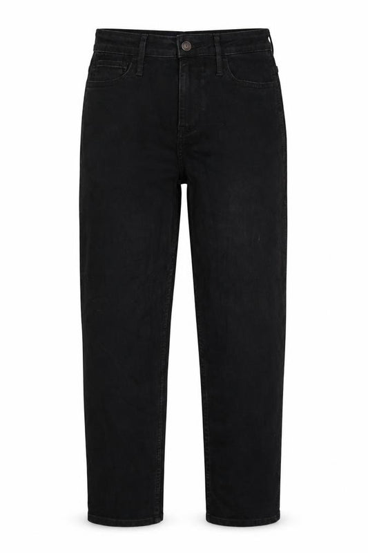 Front view of Hollister women’s black high rise mom jeans, size UK 5r