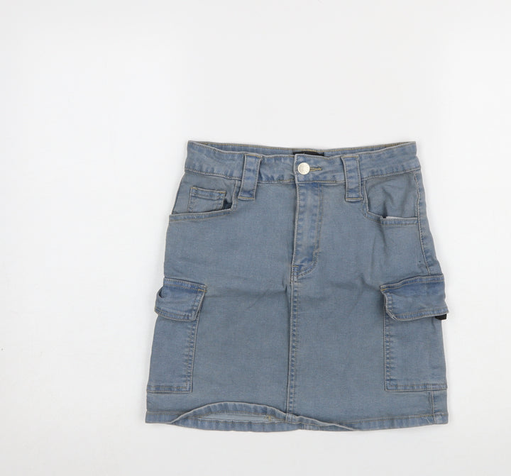 PrettyLittleThing Women’s Blue Cargo Denim Short Skirt UK 8