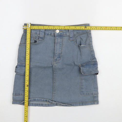 PrettyLittleThing Women’s Blue Cargo Denim Short Skirt UK 8