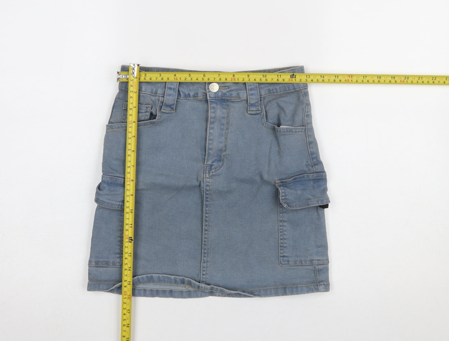 PrettyLittleThing Women’s Blue Cargo Denim Short Skirt UK 8
